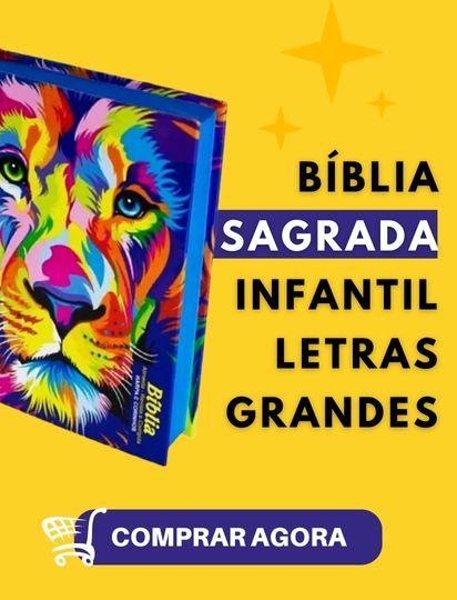 Bíblia Sagrada Infantil Letras Grandes Capa Leao