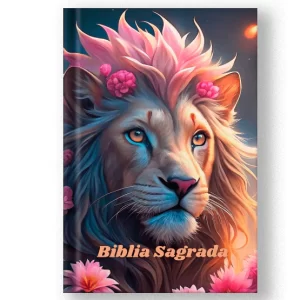 Bíblia Letra Grande Capa Dura Harpa E Corinhos Leão com Flores Menina